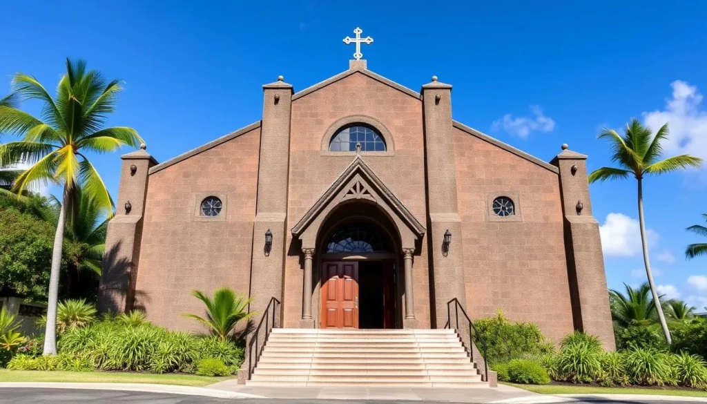 Mata Utu Cathedral with its distinctive architecture and decorative elements