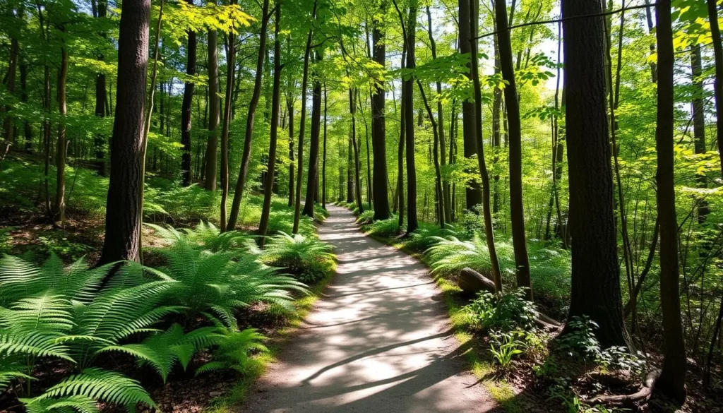 Maxwell Mays Wildlife Refuge hiking trail in Coventry, Rhode Island