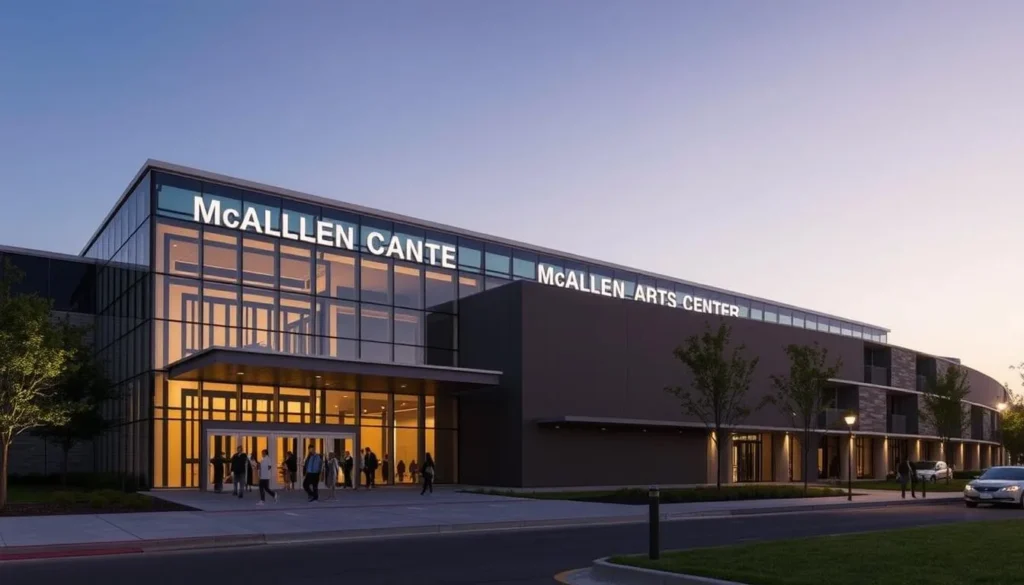 McAllen Performing Arts Center exterior with people entering for an event