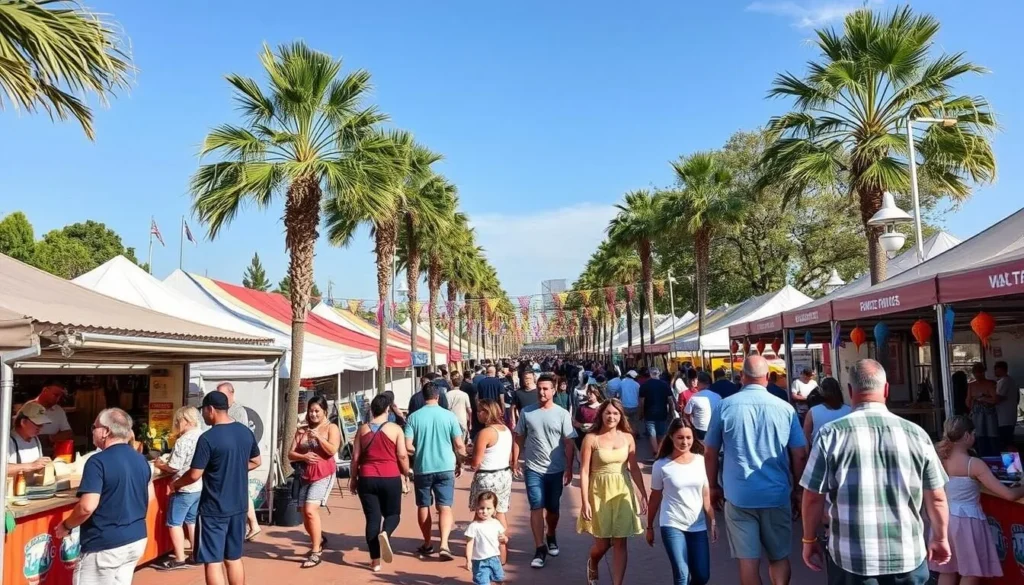 McAllen Texas outdoor festival with people enjoying pleasant weather