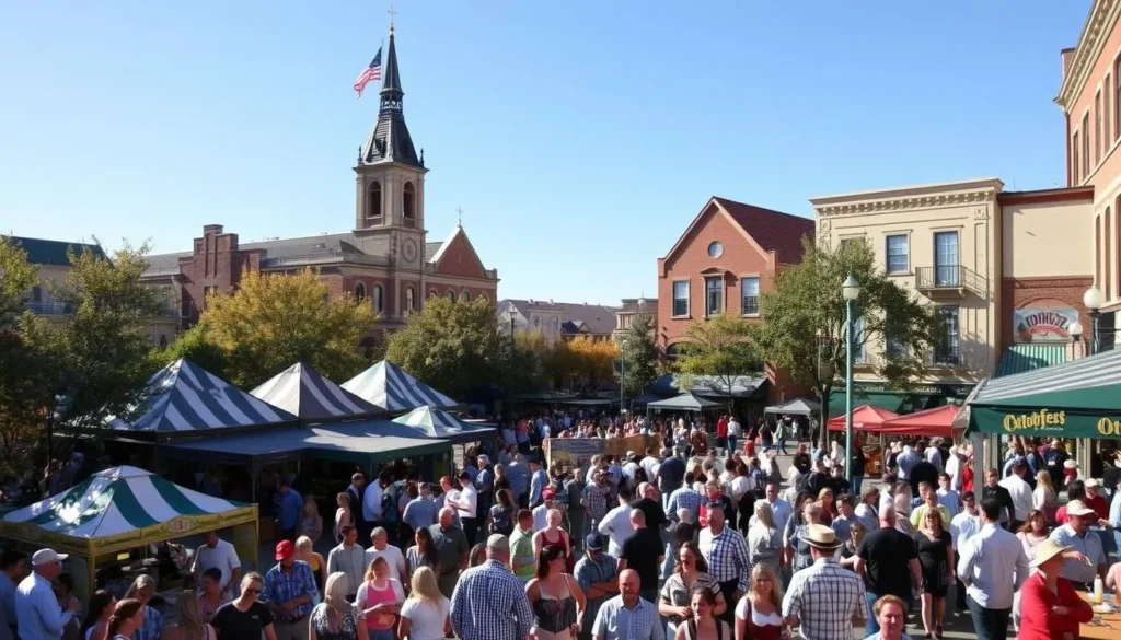 McKinney Texas Oktoberfest celebration with crowds enjoying German festivities