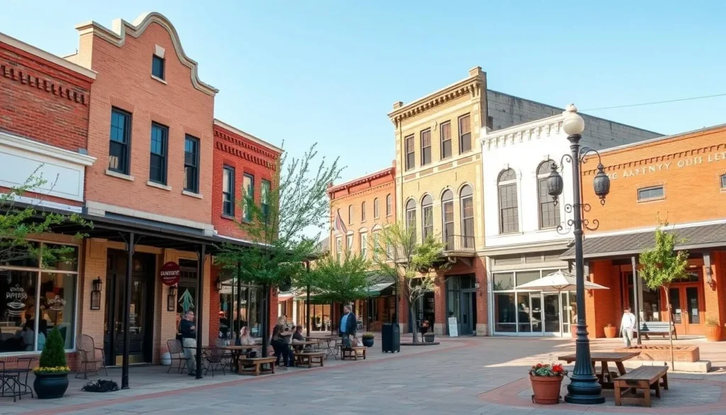 McKinney historic downtown square with shops and restaurants near Princeton, Texas McKinney historic downtown square with shops and restaurants near Princeton, Texas