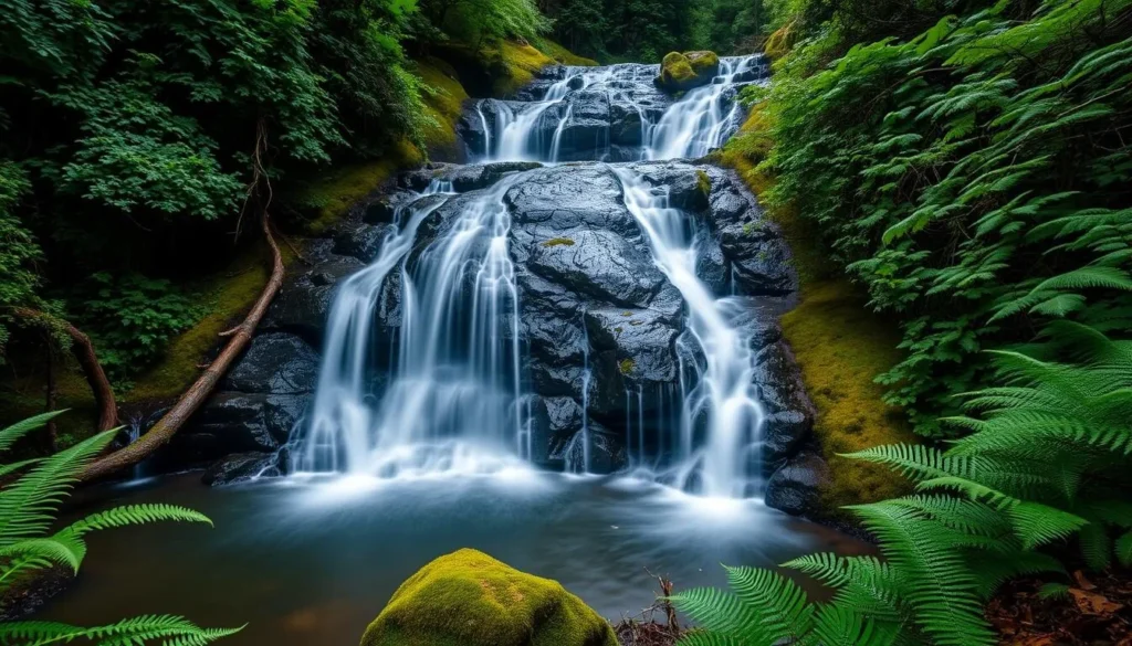 McLaren Falls with cascading water surrounded by lush greenery