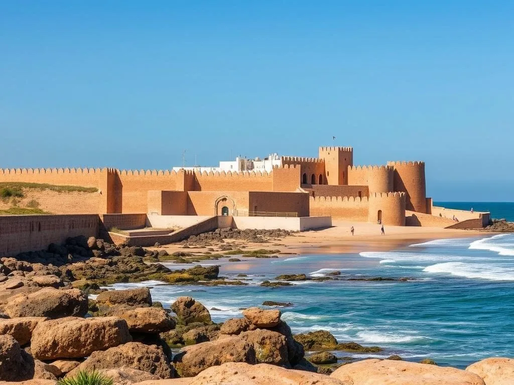 Medina Beach in Asilah Morocco with city walls