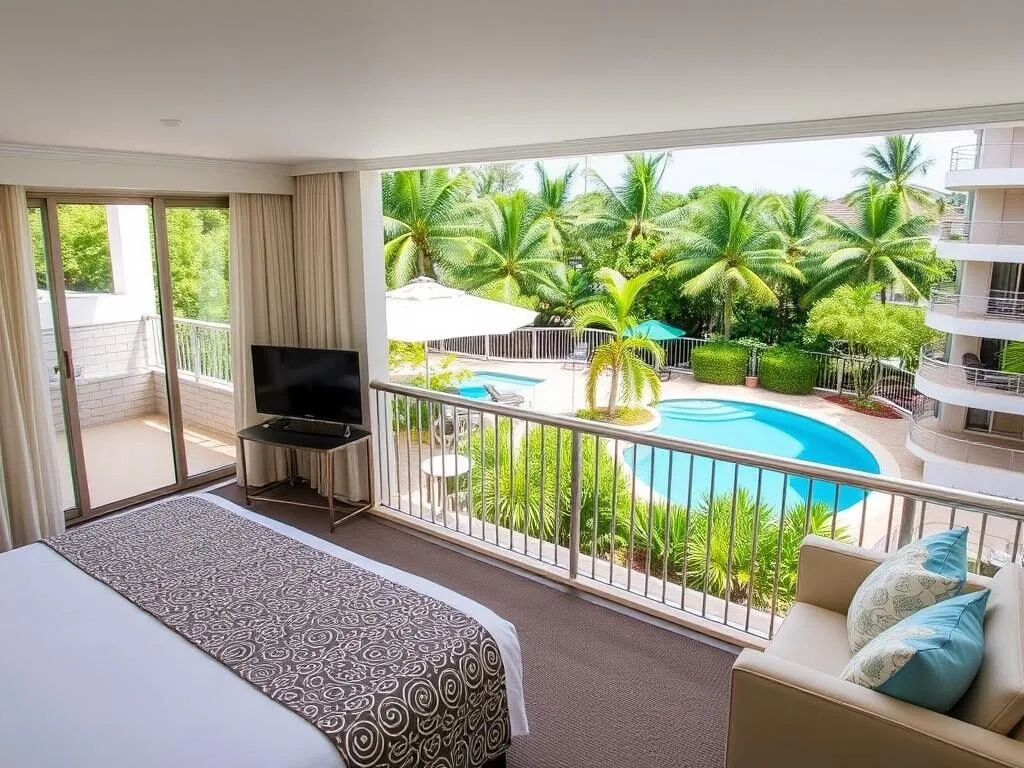 Mid-range accommodation in Burleigh Heads with pool and garden setting