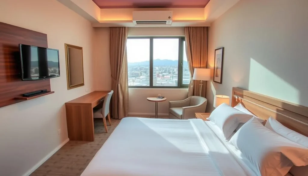 Mid-range hotel room in Ibri with traditional and modern elements
