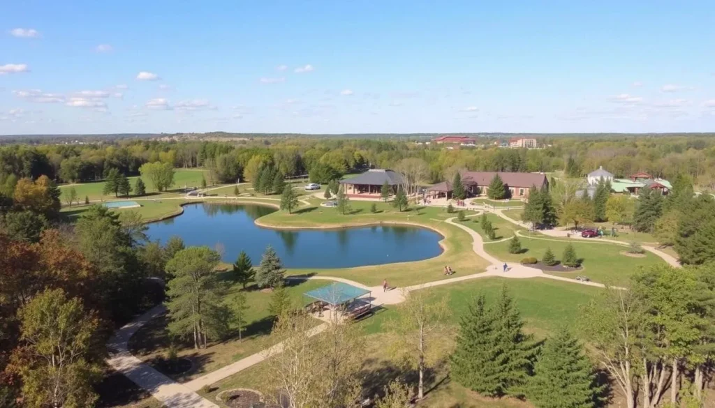 Midlothian Mines Park with hiking trails, lake, and recreational facilities