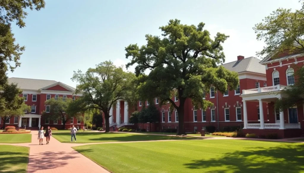 Mississippi College campus in Clinton, Mississippi with historic buildings, representing cultural attractions and best things to do