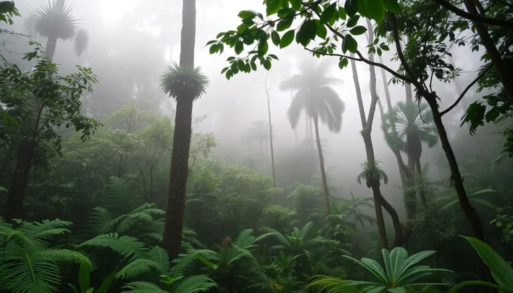 Misty cloud forest in Capiro Calentura National Park during the rainy season Misty cloud forest in Capiro Calentura National Park during the rainy season