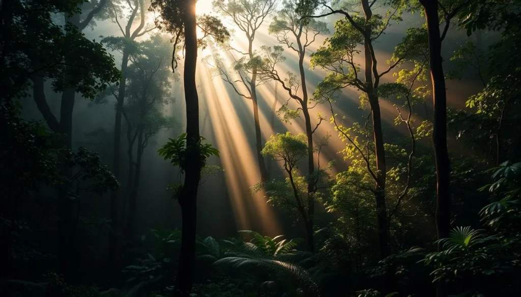 Misty cloud forest in Sierra de Agalta National Park during early morning