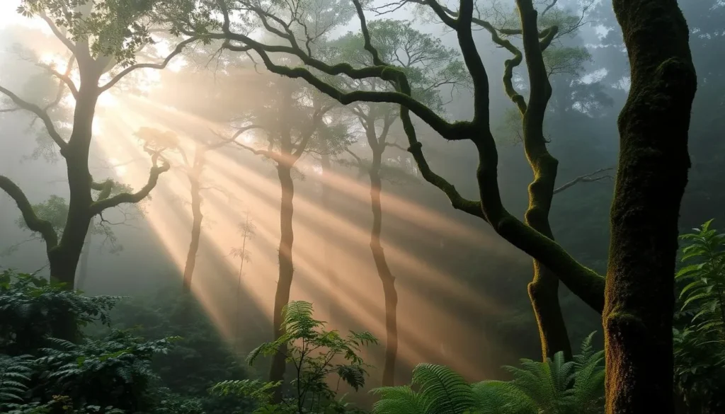 Misty cloud forest in the Knuckles Mountain Range during the dry season