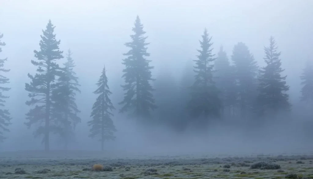 Misty morning in Bunya Mountains National Park during winter