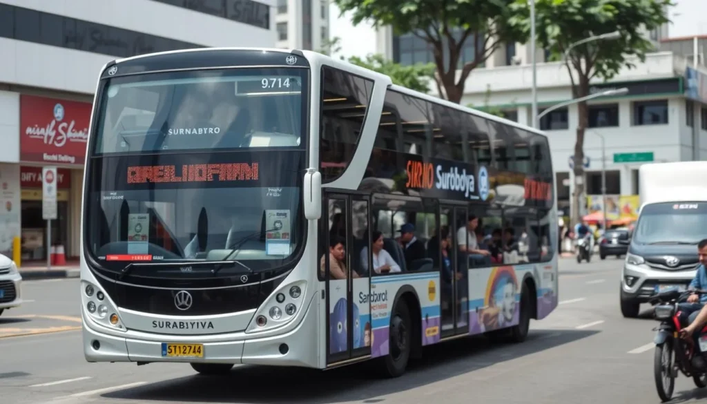 Modern Suroboyo Bus transportation in Surabaya city center