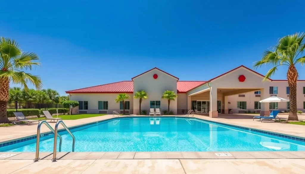 Modern hotel in Bedford with swimming pool and comfortable accommodations