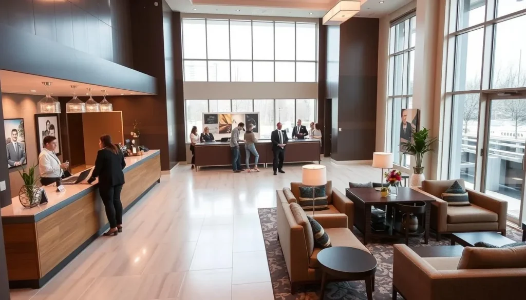 Modern hotel in Brampton with comfortable lobby and welcoming entrance