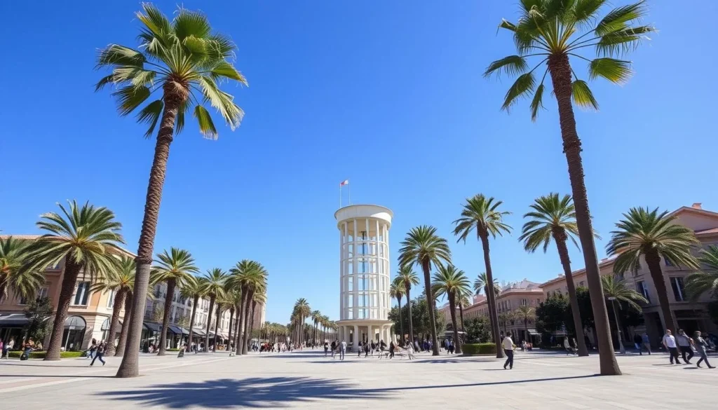 Montpellier's Promenade du Peyrou on a sunny day showing Mediterranean climate