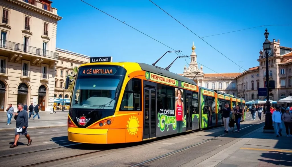 Montpellier's modern tram system passing through Place de la Comédie