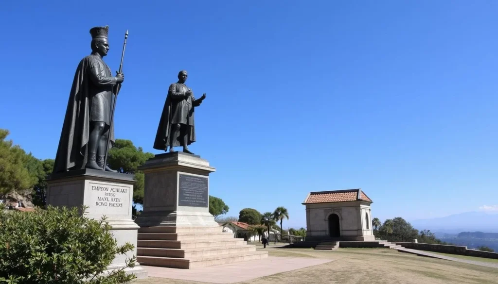 Monument to Emperor Maximilian at Cerro de Las Campanas with the commemorative chapel Monument to Emperor Maximilian at Cerro de Las Campanas with the commemorative chapel