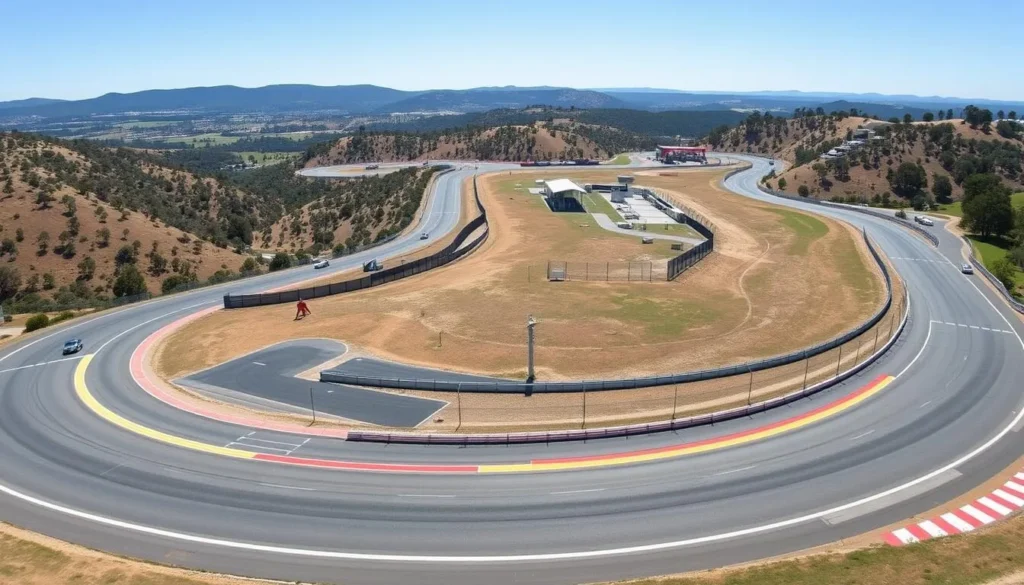 Mount Panorama Racing Circuit in Bathurst with racing cars