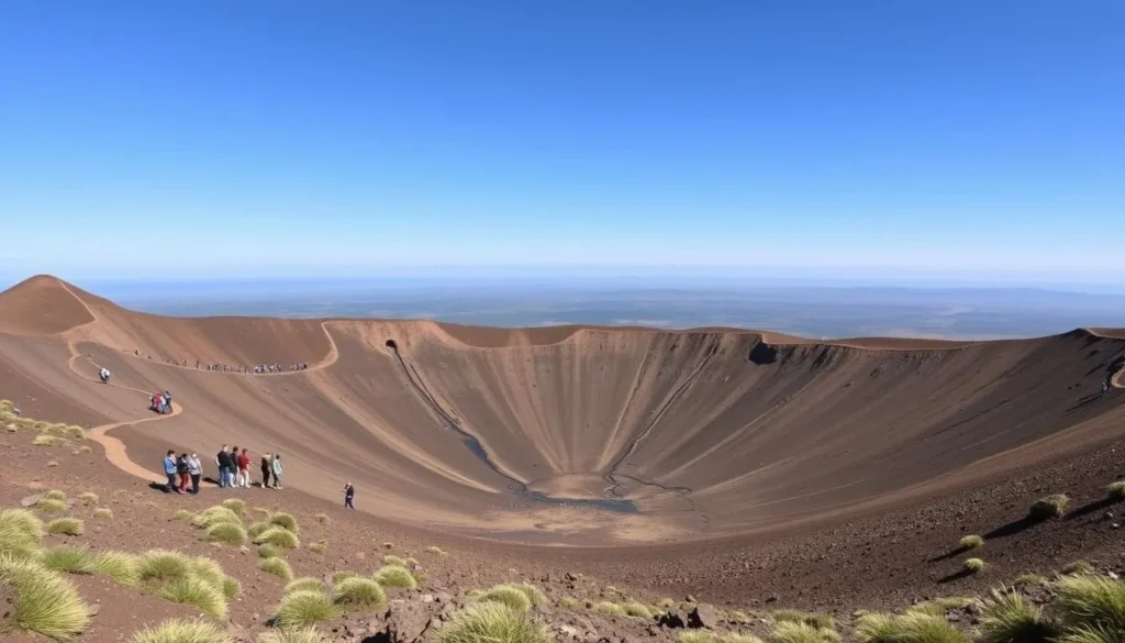 Mount Schank volcano crater with hiking trail in Mount Gambier