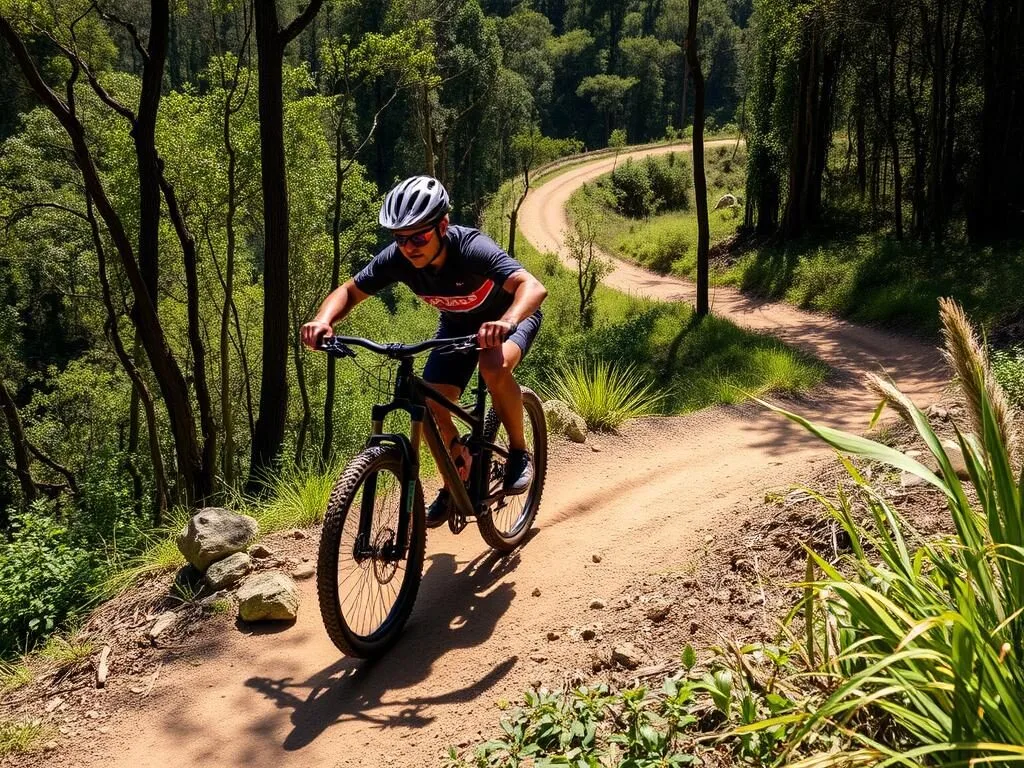 Mountain biker on a trail at Finch Hatton Mountain Bike Park