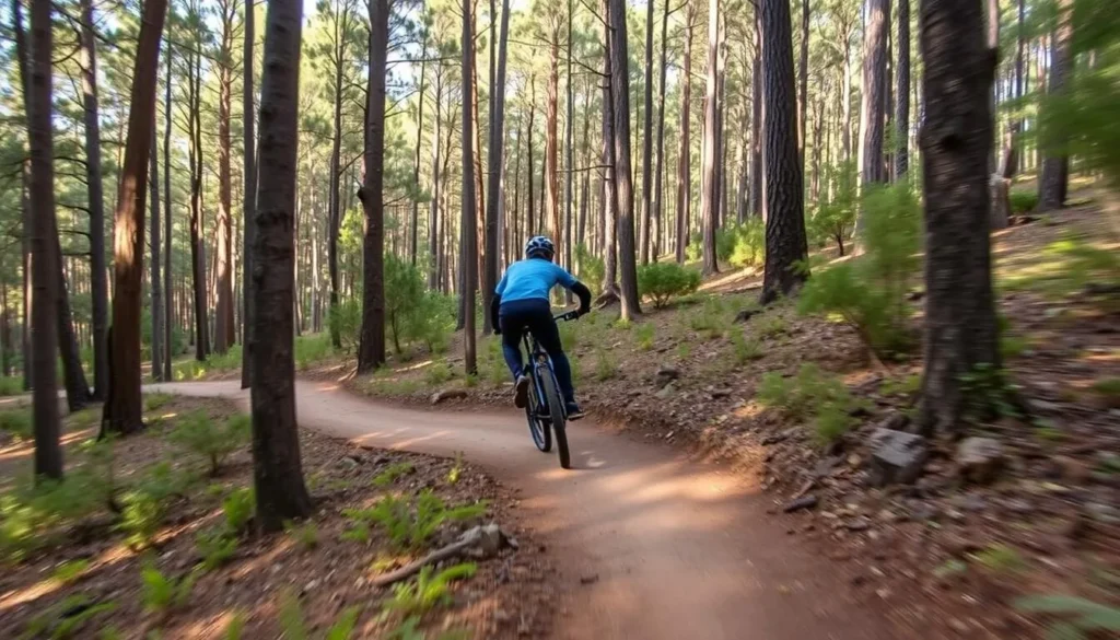 Mountain biker on trails in Bunya Mountains National Park