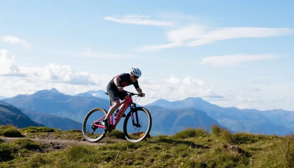 Mountain biking at Nevis Range with Ben Nevis in the background