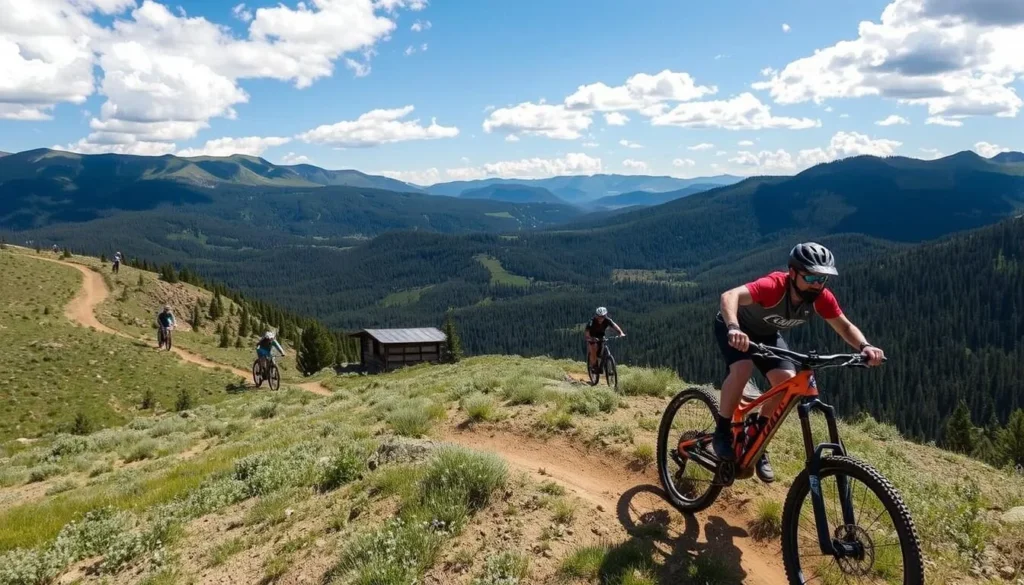 Mountain biking in Winter Park Colorado during summer Mountain biking in Winter Park Colorado during summer