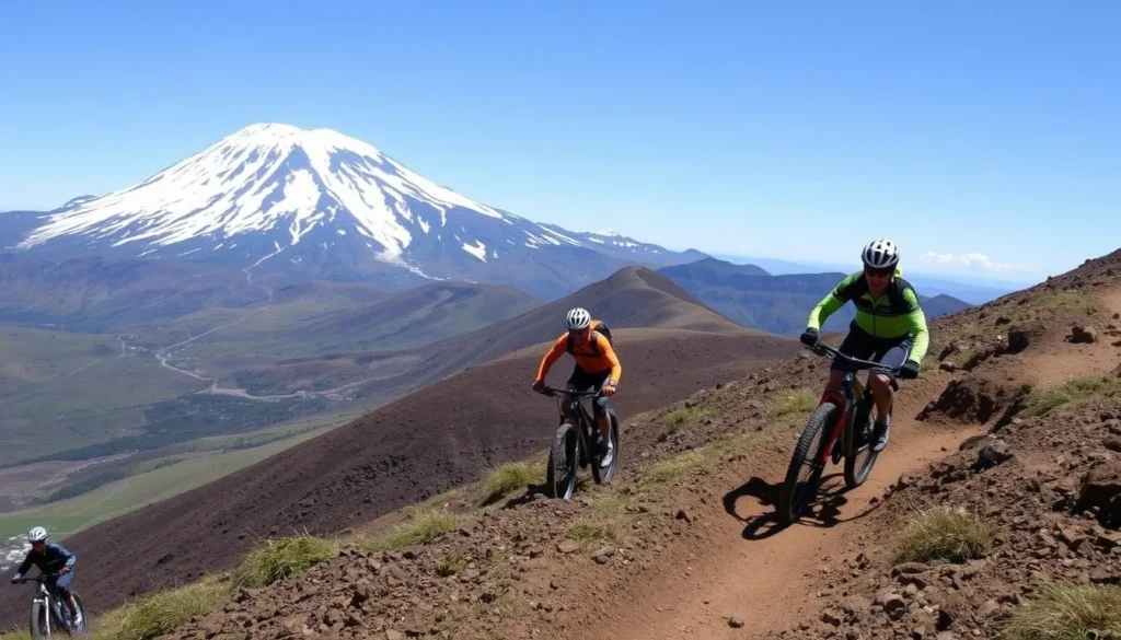 Mountain biking on the slopes of Chimborazo volcano, one of the best things to do in Riobamba Ecuador for adventure seekers