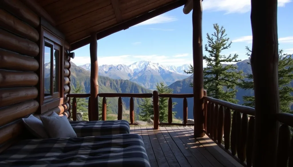 Mountain lodge accommodation near Cerro Provincia with Andes mountains view