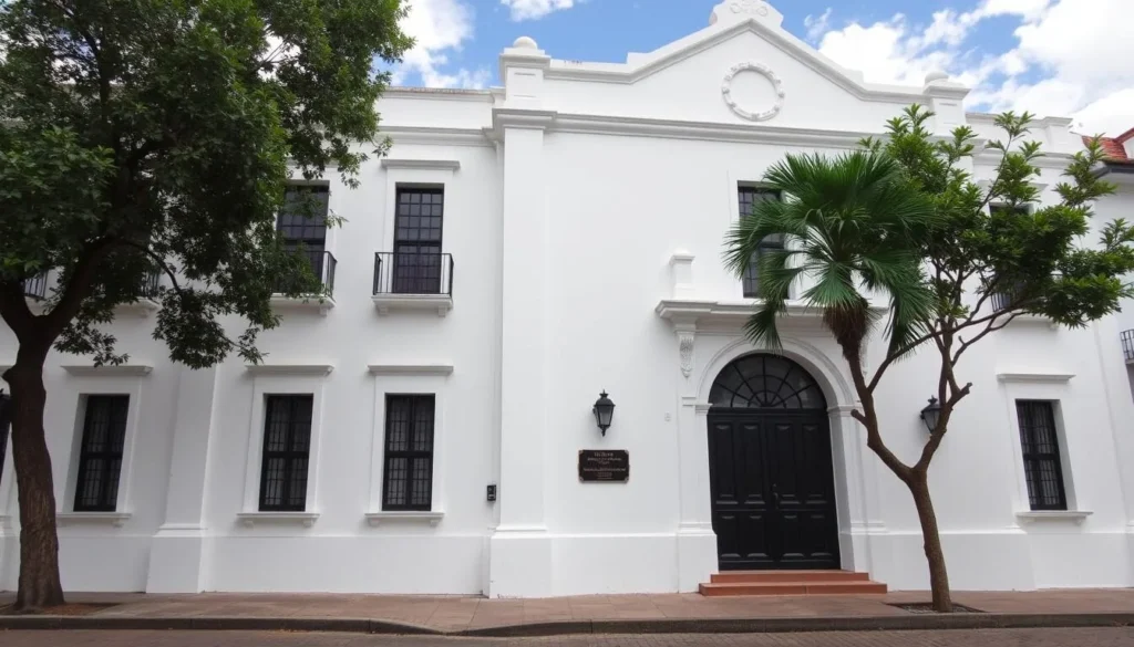 Museo Guillermo Valencia colonial building in Popayan Colombia with white facade and traditional architecture