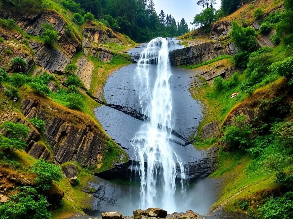 Namaste Falls waterfall cascading down rocky slopes near Dharan