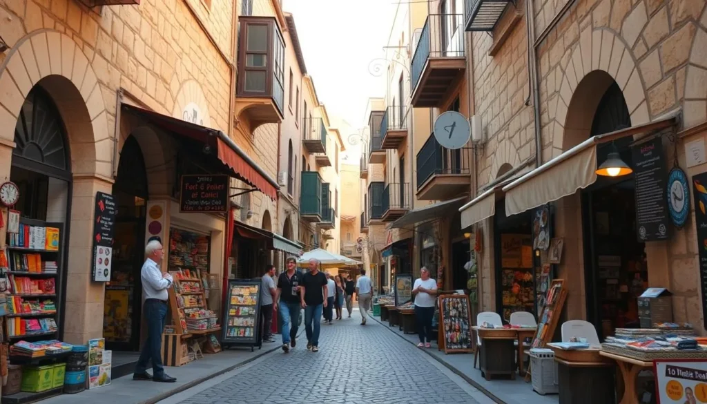 Narrow cobblestone streets of Jounieh's Old Souk with traditional shops, cafes, and colorful merchandise Narrow cobblestone streets of Jounieh's Old Souk with traditional shops, cafes, and colorful merchandise
