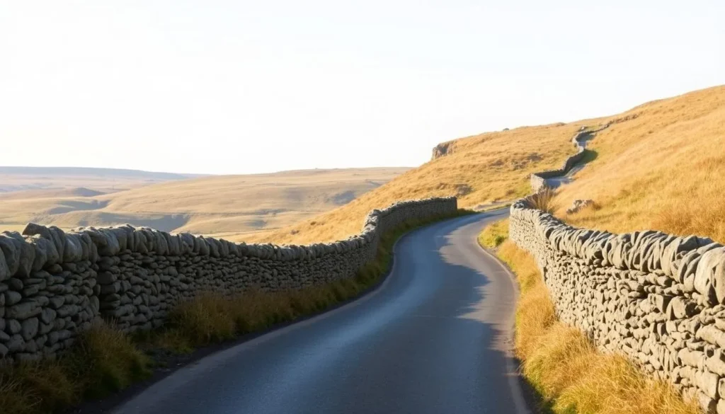 Narrow country lane in Dartmoor with stone walls and moorland views Narrow country lane in Dartmoor with stone walls and moorland views