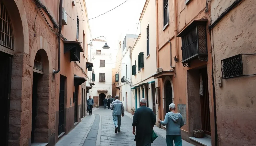 Narrow streets of Sefrou's medina with local residents