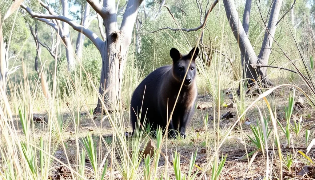 Native wildlife at The Rock Nature Reserve showing a swamp wallaby in natural habitat