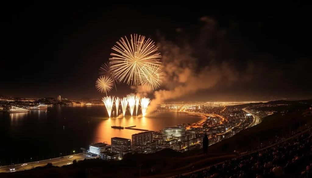 New Year's Eve fireworks celebration in Valparaiso Chile, one of the best festivals to experience