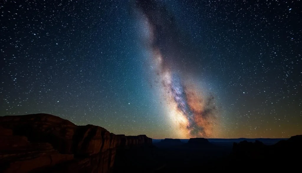 Night sky photography at Kings Canyon showing the Milky Way over the canyon rim
