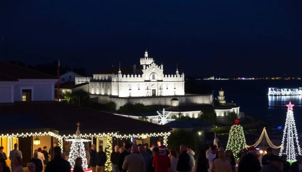 Nights of Lights festival in St. Augustine with Castillo de San Marcos illuminated Nights of Lights festival in St. Augustine with Castillo de San Marcos illuminated