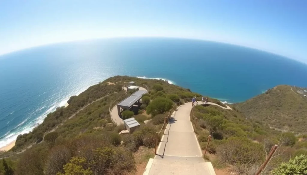 Oceanview Track in Burleigh Head National Park with people walking along the coastal path