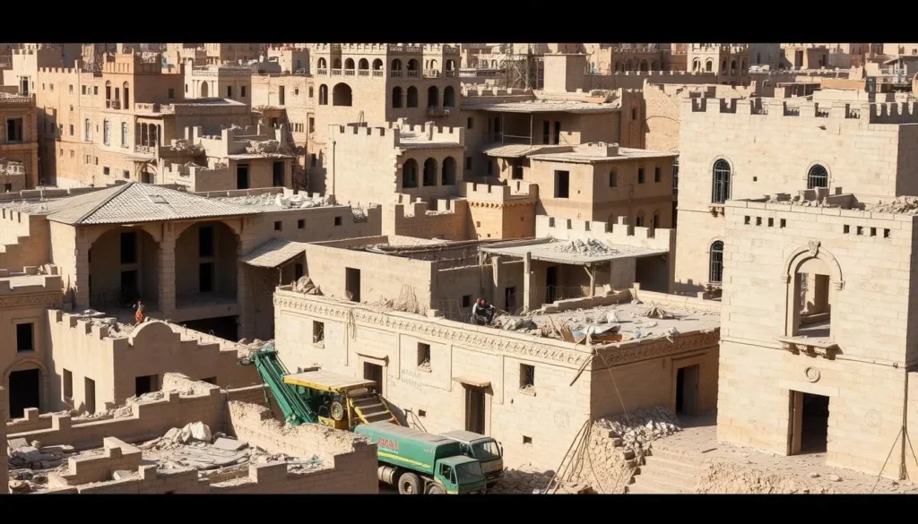 Old City of Mosul showing reconstruction efforts and traditional architecture