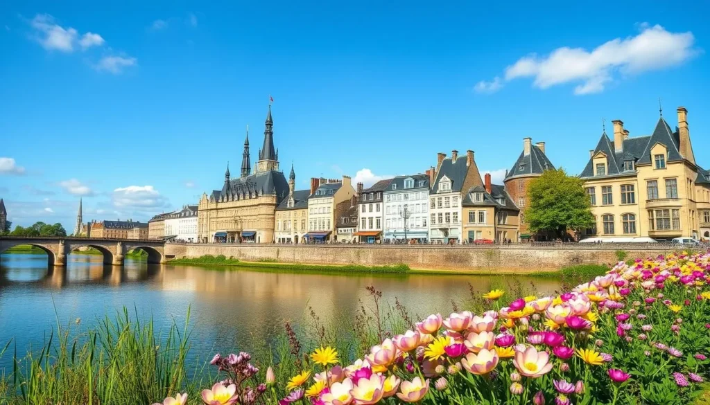 Orleans France best time to visit - spring scene with blooming flowers along Loire River