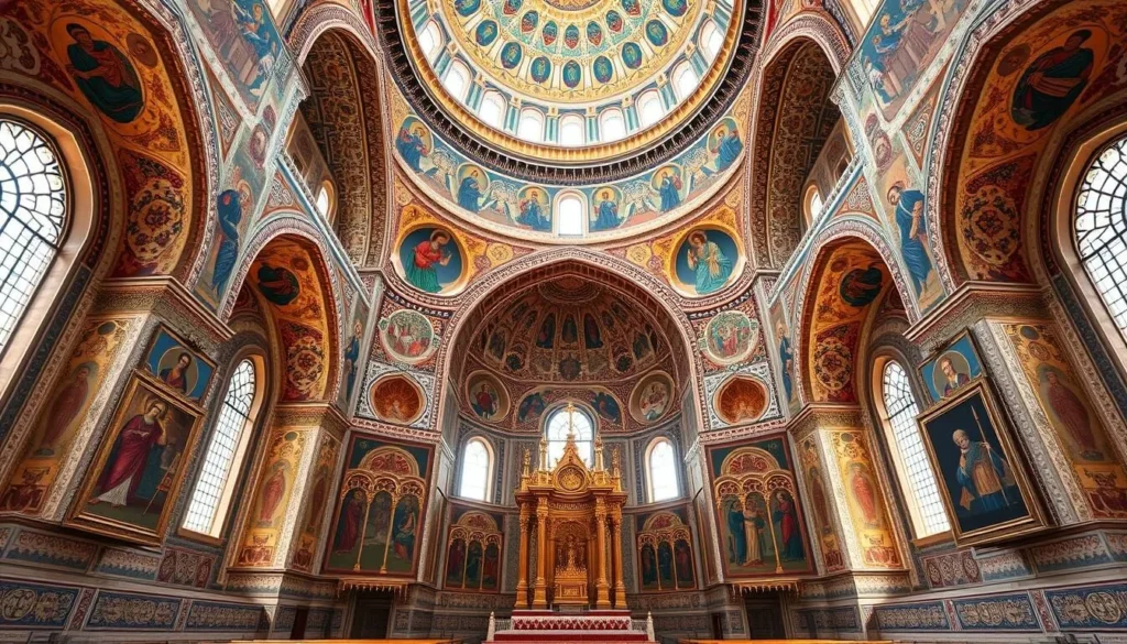 Ornate interior of Vank Cathedral with frescoes and Islamic-influenced designs - Iran best things to do Ornate interior of Vank Cathedral with frescoes and Islamic-influenced designs - Iran best things to do