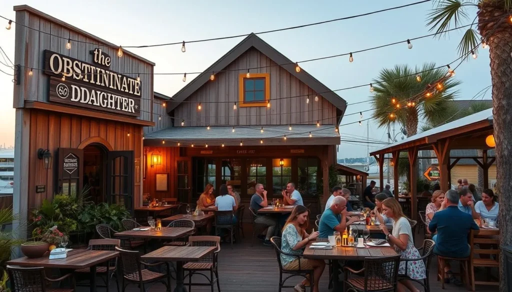 Outdoor dining at The Obstinate Daughter restaurant on Sullivan's Island
