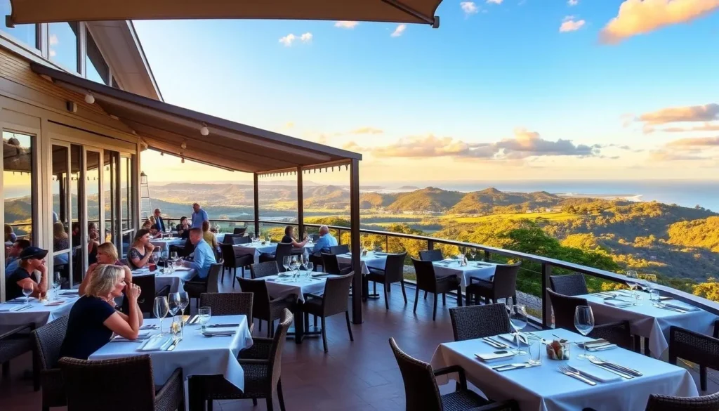 Outdoor dining with views at a Montville Queensland restaurant