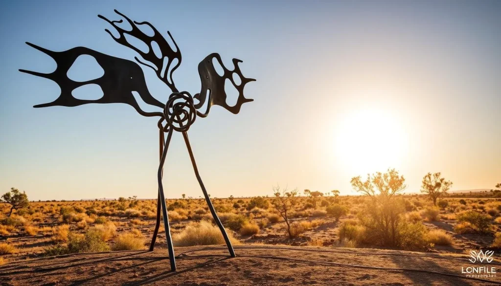 Outdoor sculpture on the Blackall Art Trail showcasing the town's reputation as the Arts Capital of the West Outdoor sculpture on the Blackall Art Trail showcasing the town's reputation as the Arts Capital of the West