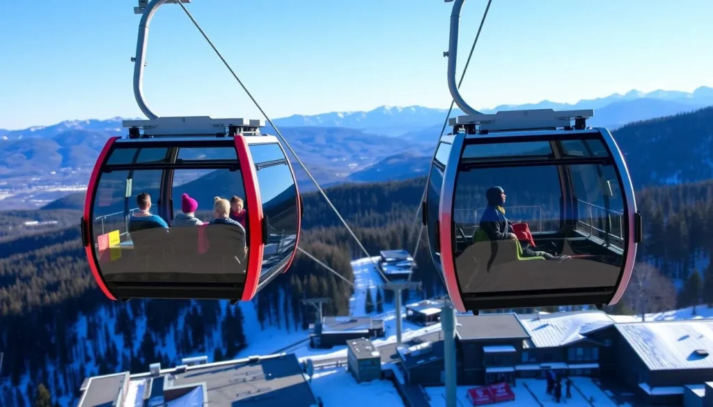 Over Easy Gondola connecting Mount Mansfield and Spruce Peak at Stowe Mountain Resort, Vermont Over Easy Gondola connecting Mount Mansfield and Spruce Peak at Stowe Mountain Resort, Vermont