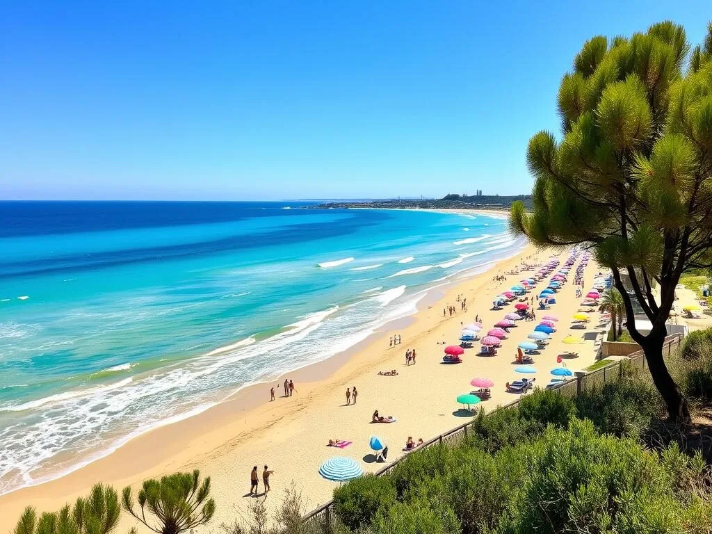 Palavas-les-Flots beach near Montpellier crowded with summer visitors