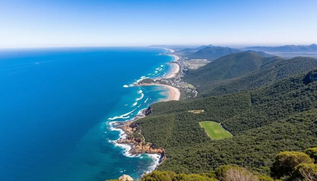 Panoramic coastal view from Illawarra Lookout at Barren Grounds Nature Reserve