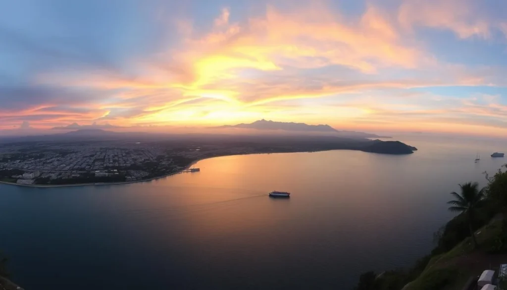 Panoramic sunset view of Kupang Bay, Indonesia: Best Things to Do - Top Picks showcases the city's beauty Panoramic sunset view of Kupang Bay, Indonesia: Best Things to Do - Top Picks showcases the city's beauty